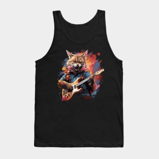 Serval Playing Guitar Tank Top